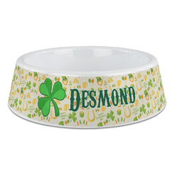 St. Patrick's Day Plastic Dog Bowl - Large (Personalized)