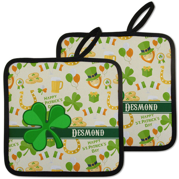 Custom St. Patrick's Day Pot Holders - Set of 2 w/ Name or Text