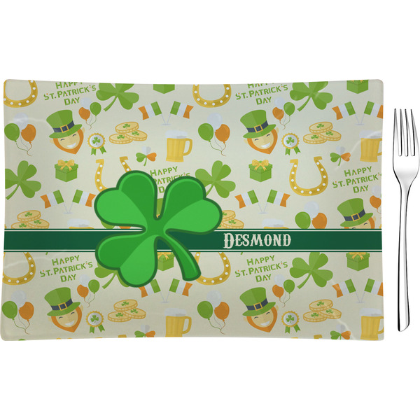 Custom St. Patrick's Day Rectangular Glass Appetizer / Dessert Plate - Single or Set (Personalized)