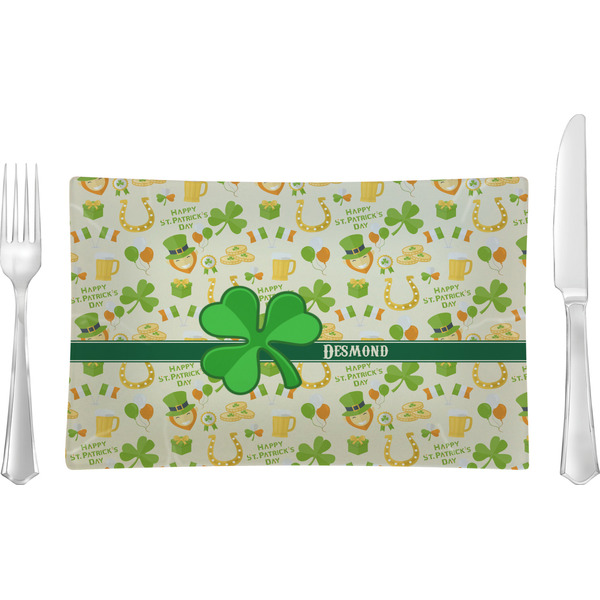 Custom St. Patrick's Day Rectangular Glass Lunch / Dinner Plate - Single or Set (Personalized)