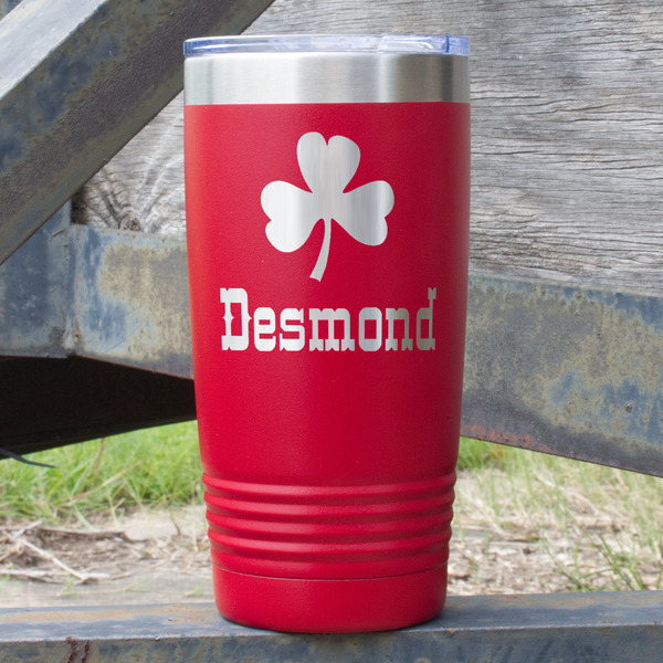 Custom St. Patrick's Day 20 oz Stainless Steel Tumbler - Red - Single Sided (Personalized)