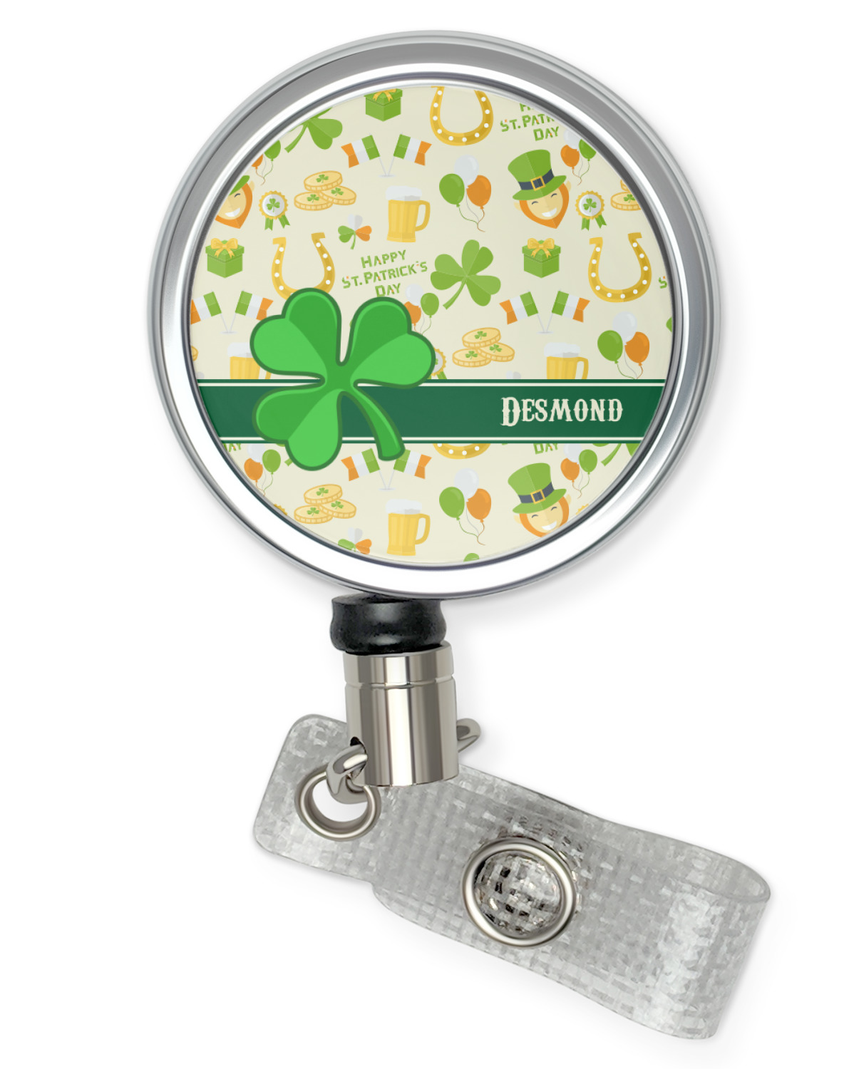 Custom St. Patrick's Day Retractable Badge Reel (Personalized