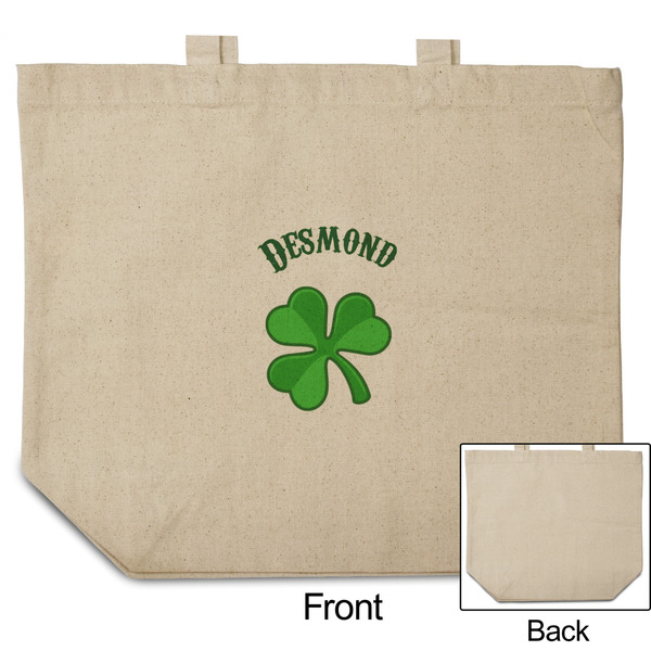 St. Patrick's Day Reusable Cotton Grocery Bag - Front & Back View