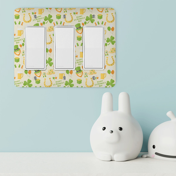 St. Patrick's Day Rocker Light Switch Covers - Triple - IN CONTEXT