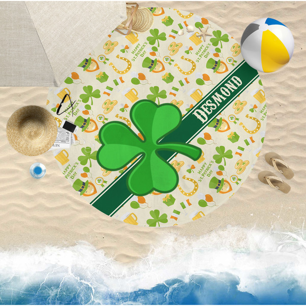 St. Patrick's Day Round Beach Towel Lifestyle