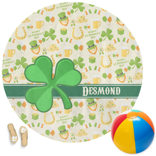 Custom St. Patrick's Day Round Beach Towel (Personalized)