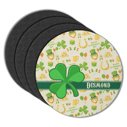 St. Patrick's Day Round Rubber Backed Coasters - Set of 4 (Personalized)