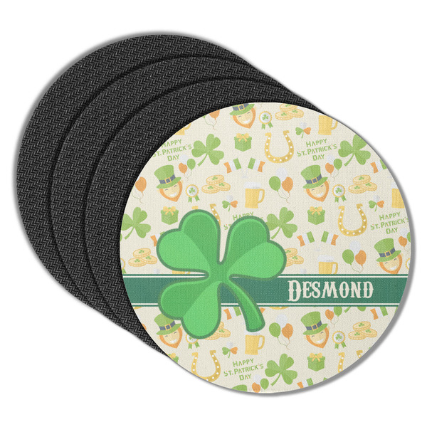 Custom St. Patrick's Day Round Rubber Backed Coasters - Set of 4 (Personalized)