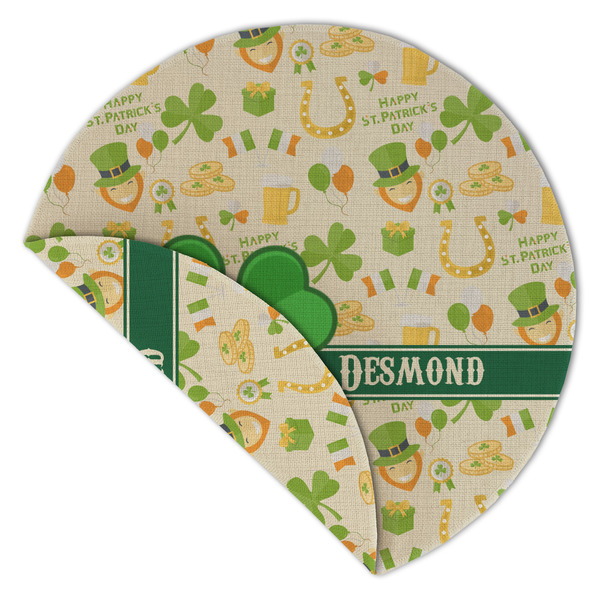 St. Patrick's Day Round Linen Placemats - Front (folded corner double sided)