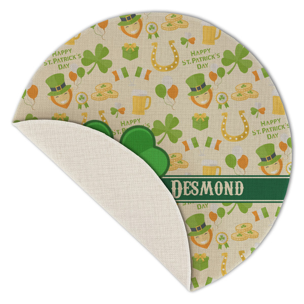 St. Patrick's Day Round Linen Placemats - Front (folded corner single sided)