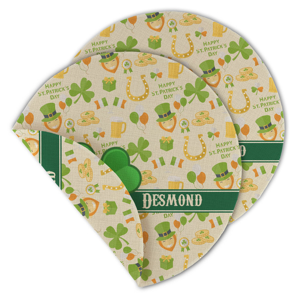 Custom St. Patrick's Day Round Linen Placemat - Double Sided (Personalized)