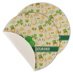 St. Patrick's Day Round Linen Placemat - Single Sided - Set of 4 (Personalized)