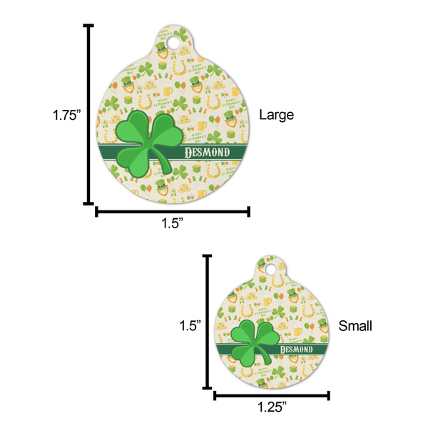 St. Patrick's Day Round Pet ID Tag - Large - Comparison Scale