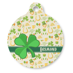 St. Patrick's Day Round Pet ID Tag - Large (Personalized)