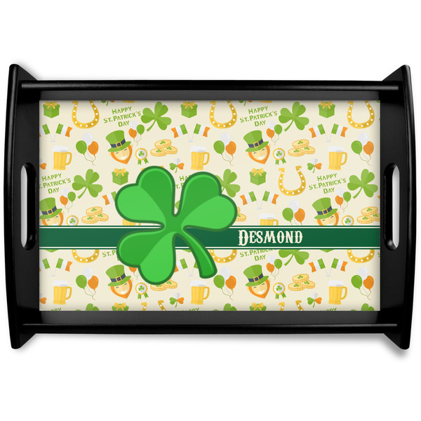 Custom St. Patrick's Day Black Wooden Tray - Small (Personalized)