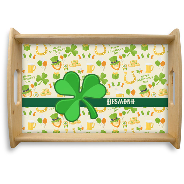 Custom St. Patrick's Day Natural Wooden Tray - Small (Personalized)