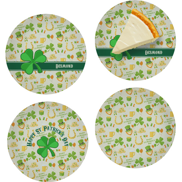 Custom St. Patrick's Day Set of 4 Glass Appetizer / Dessert Plate 8" (Personalized)