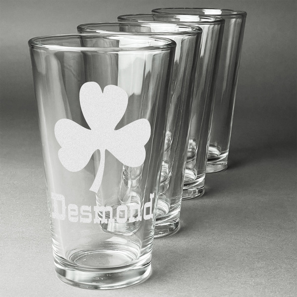 Custom St. Patrick's Day Pint Glasses - Engraved (Set of 4) (Personalized)
