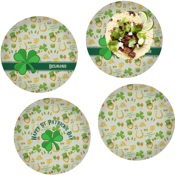 Custom St. Patrick's Day Set of 4 Glass Lunch / Dinner Plate 10" (Personalized)