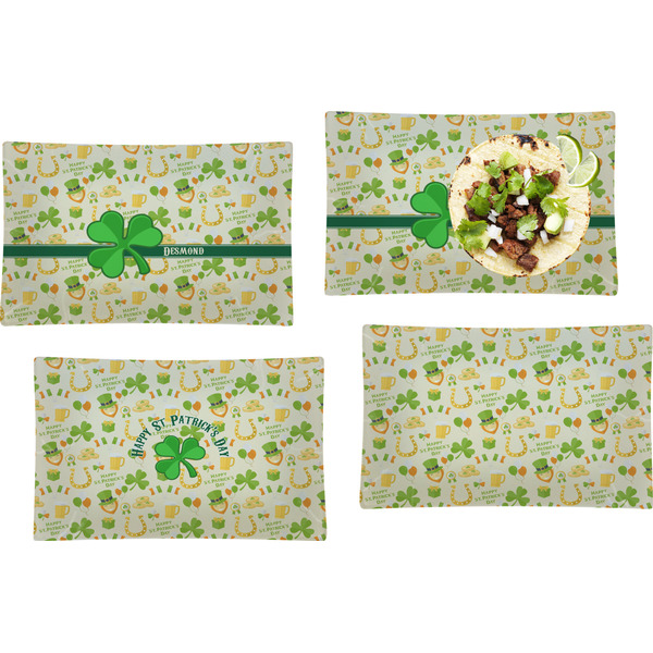 Custom St. Patrick's Day Set of 4 Glass Rectangular Lunch / Dinner Plate (Personalized)