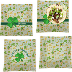 St. Patrick's Day Set of 4 Glass Square Lunch / Dinner Plate 9.5" (Personalized)