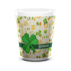 St. Patrick's Day Ceramic Shot Glass - 1.5 oz - White - Set of 4 (Personalized)
