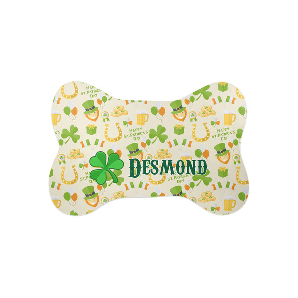 Custom St. Patrick's Day Bone Shaped Dog Food Mat (Small) (Personalized)