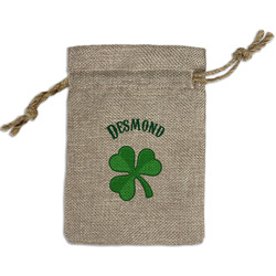 St. Patrick's Day Small Burlap Gift Bag - Front (Personalized)