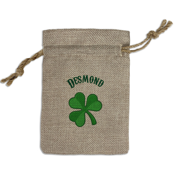 Custom St. Patrick's Day Small Burlap Gift Bag - Front (Personalized)