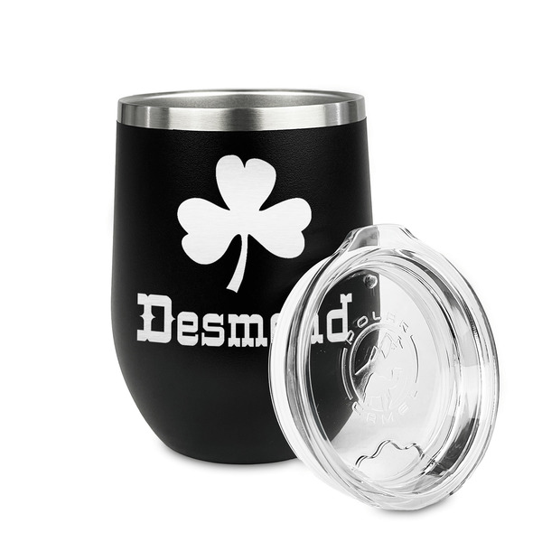 St. Patrick's Day Stainless Wine Tumblers - Black - Double Sided - Alt View