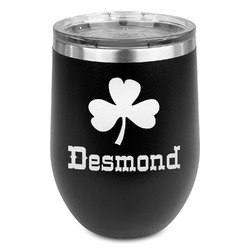 St. Patrick's Day Stemless Stainless Steel Wine Tumbler - Black - Double Sided (Personalized)