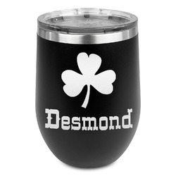 St. Patrick's Day Stemless Stainless Steel Wine Tumbler - Black - Single Sided (Personalized)