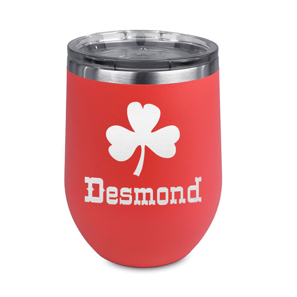 Custom St. Patrick's Day Stemless Stainless Steel Wine Tumbler - Coral - Double Sided (Personalized)