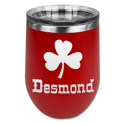 St. Patrick's Day Stemless Stainless Steel Wine Tumbler - Red - Double Sided (Personalized)