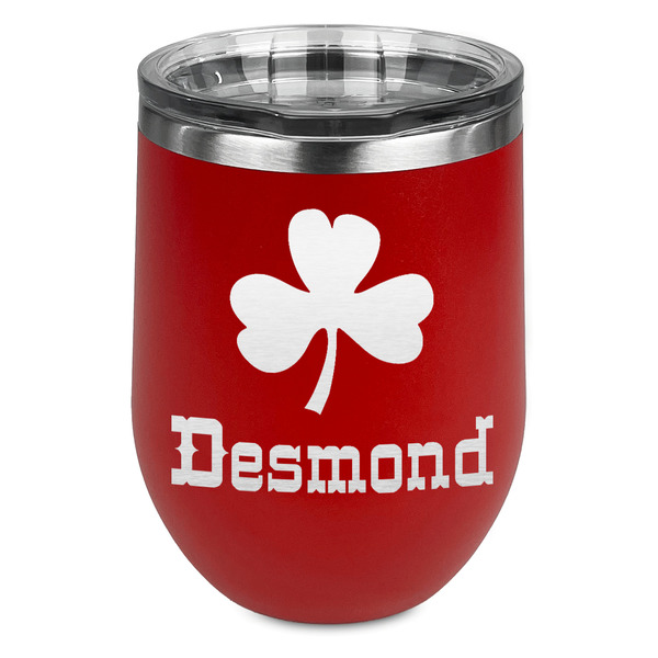 Custom St. Patrick's Day Stemless Stainless Steel Wine Tumbler - Red - Double Sided (Personalized)