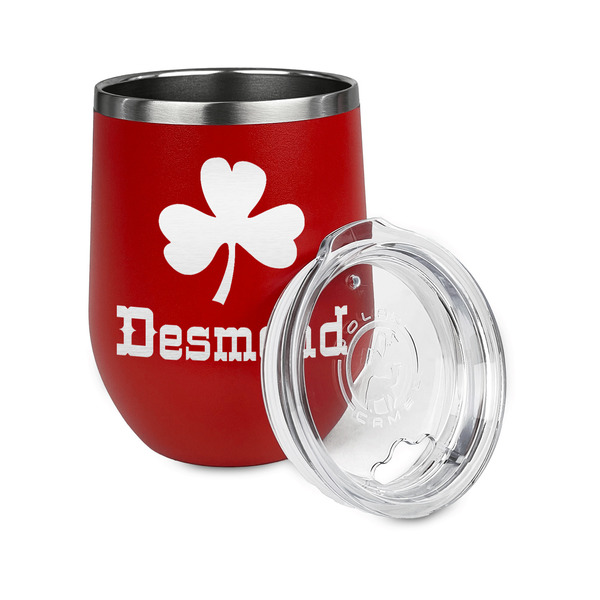 St. Patrick's Day Stainless Wine Tumblers - Red - Single Sided - Alt View
