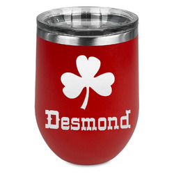 St. Patrick's Day Stemless Stainless Steel Wine Tumbler - Red - Single Sided (Personalized)