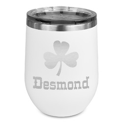 St. Patrick's Day Stemless Stainless Steel Wine Tumbler - White - Double Sided (Personalized)