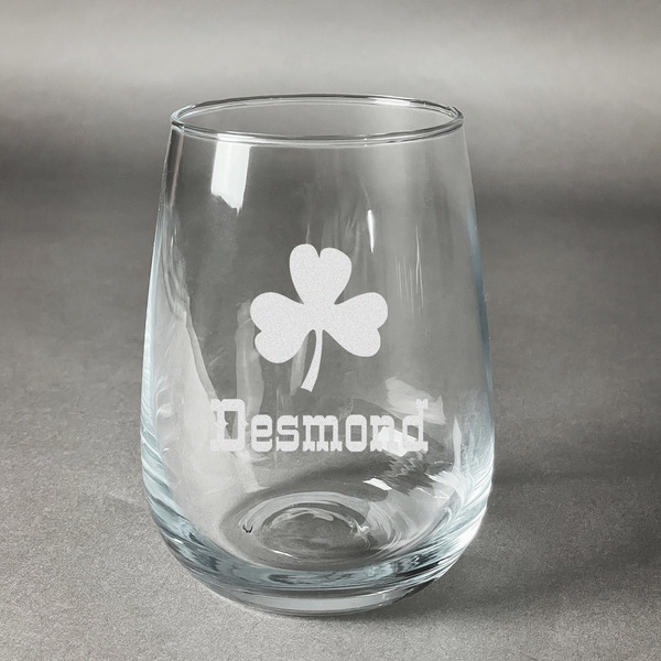 Custom St. Patrick's Day Stemless Wine Glass - Engraved (Personalized)