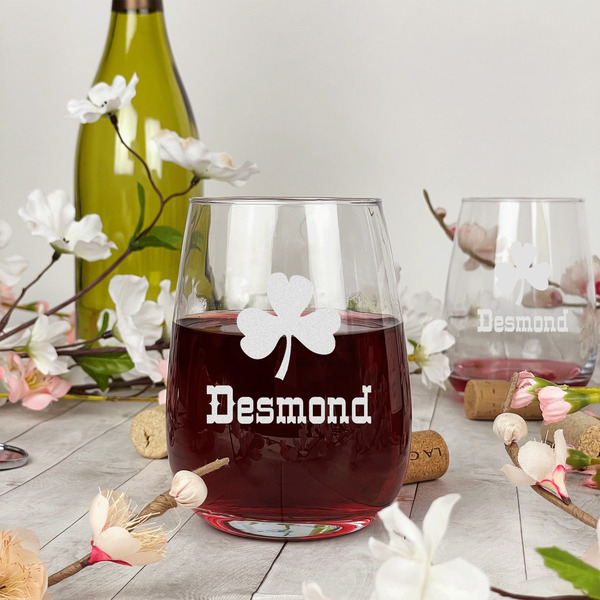 St. Patrick's Day Stemless Wine Glass - In Context