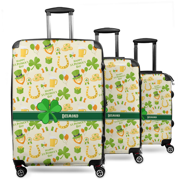 Custom St. Patrick's Day 3 Piece Luggage Set - 20" Carry On, 24" Medium Checked, 28" Large Checked (Personalized)