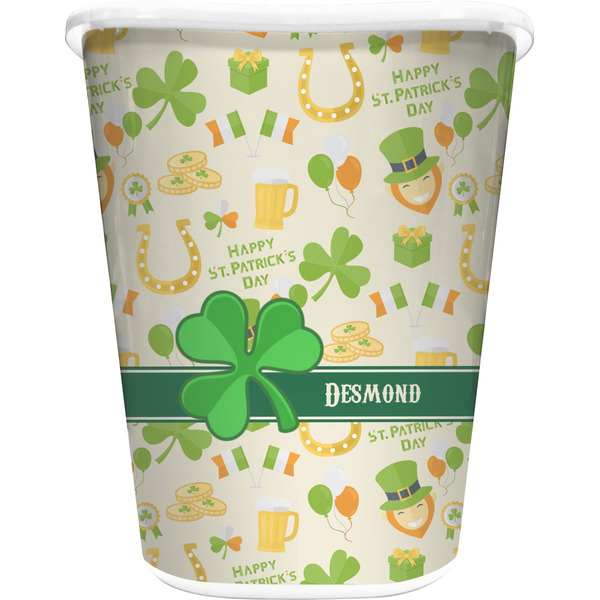 Custom St. Patrick's Day Waste Basket - Double Sided (White) (Personalized)