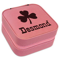 St. Patrick's Day Travel Jewelry Boxes - Pink Leather (Personalized)