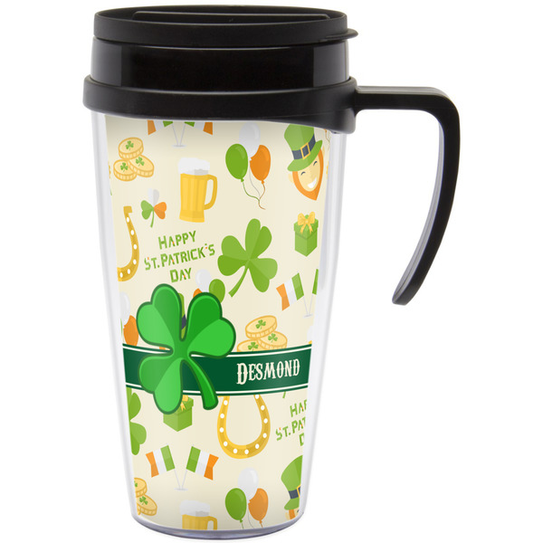 Custom St. Patrick's Day Acrylic Travel Mug with Handle (Personalized)