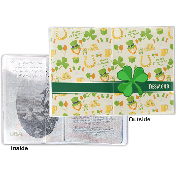 St. Patrick's Day Vinyl Passport Holder - Flat Front and Back