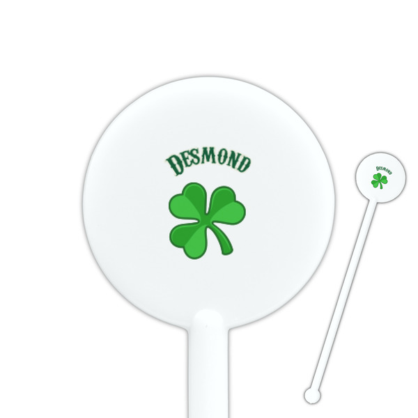 Custom St. Patrick's Day 5.5" Round Plastic Stir Sticks - White - Single Sided (Personalized)