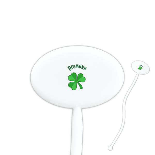 Custom St. Patrick's Day 7" Oval Plastic Stir Sticks - White - Single Sided (Personalized)