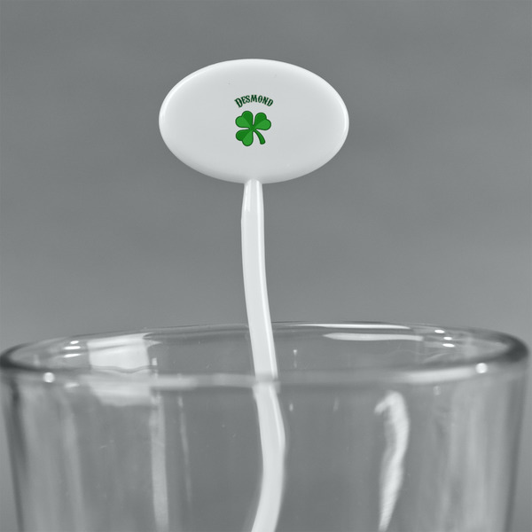 St. Patrick's Day White Plastic 7" Stir Stick - Oval - Main