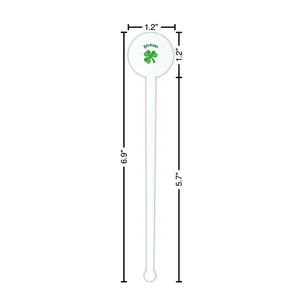St. Patrick's Day White Plastic 7" Stir Stick - Round - Dimensions