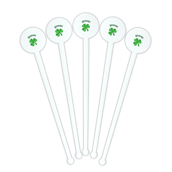 St. Patrick's Day White Plastic 7" Stir Stick - Round - Fan View